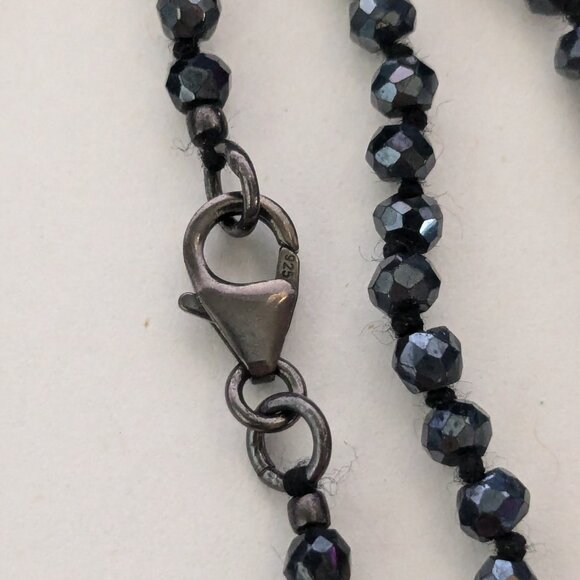 HSN 925 Silver Vermeil MLD Fire Opal Marcasite Beaded Tassel Long Necklace - Picture 6 of 6